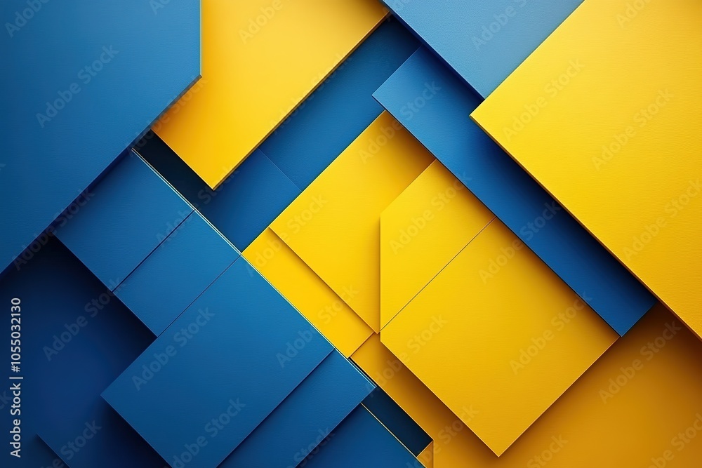 Abstract geometric background with blue and yellow squares. Abstract geometric background with blue and yellow squares.