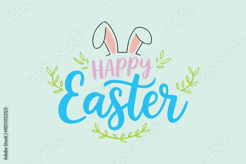 Vector illustration Happy Easter in hand drawn on a white background, easily editable 