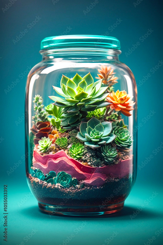 Succulents in Glass Jar Succulents in Glass Jar