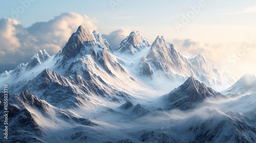 Snowy Mountain Peaks at Dawn