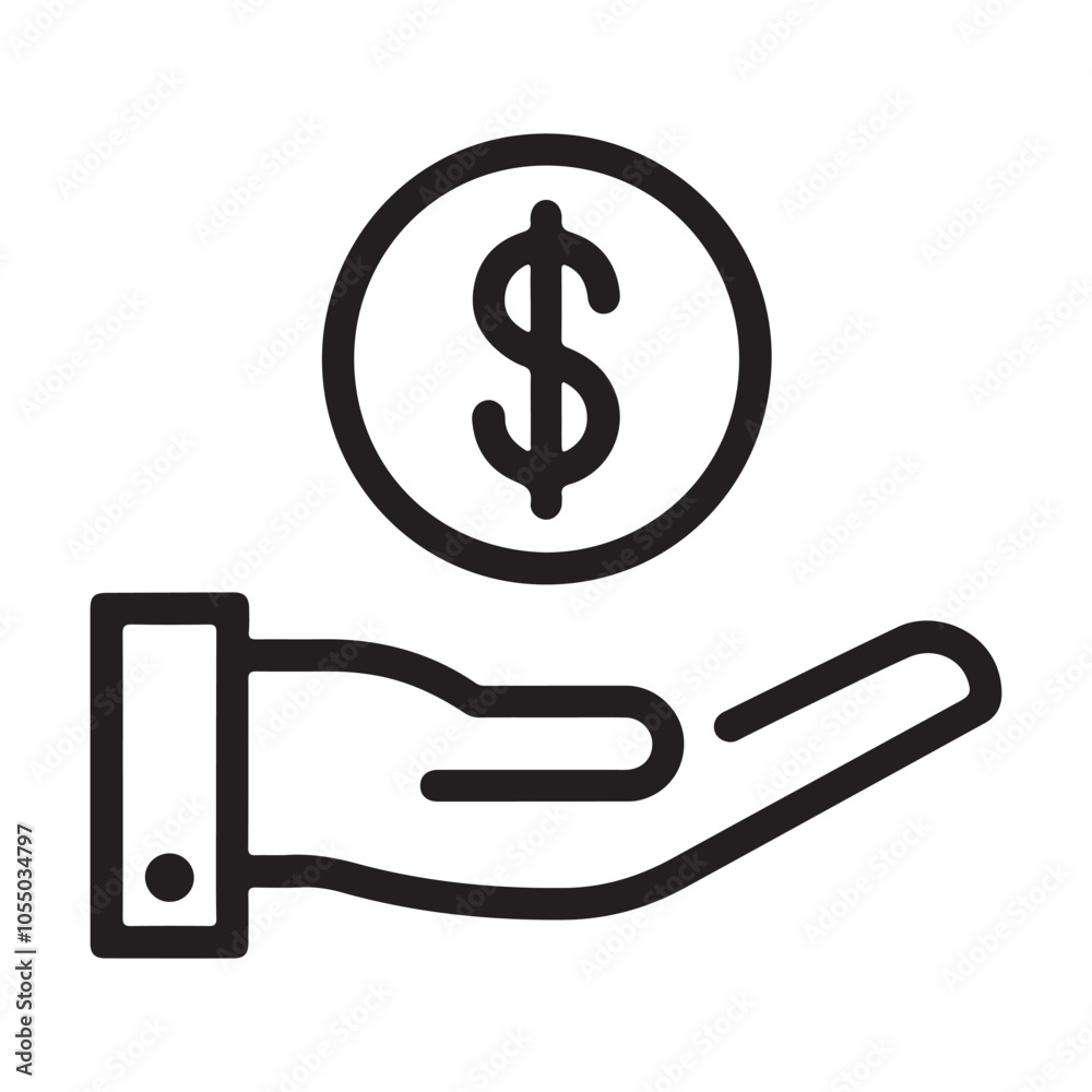 save money icon, salary money, invest finance, hand holding dollar, line symbols on white background - editable stroke vector illustration eps10, save money icon, salary icon, finance icon save money icon, salary money, invest finance, hand holding dollar, line symbols on white background - editable stroke vector illustration eps10, save money icon, salary icon, finance icon
