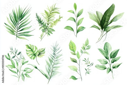 Wallpaper Mural Watercolor Tropical Leaf Collection Torontodigital.ca