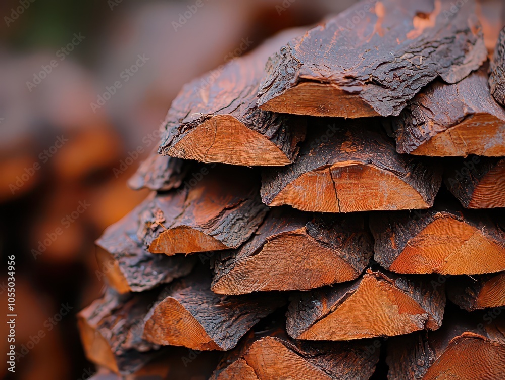 Close-Up of Pine Bark Harvest: Natural Textures in a Serene Forest Setting Close-Up of Pine Bark Harvest: Natural Textures in a Serene Forest Setting