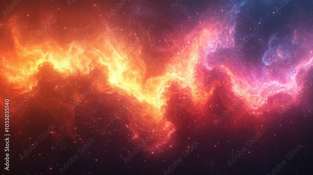 Vibrant cosmic nebula illuminated by radiant colors in a star-filled galaxy, showcasing the beauty of deep space during a stellar phenomenon Vibrant cosmic nebula illuminated by radiant colors in a star-filled galaxy, showcasing the beauty of deep space during a stellar phenomenon