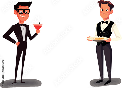 icons characters for business for cafes and restaurants , flat characters