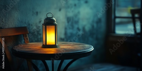 Vintage Lantern on a Wooden Table