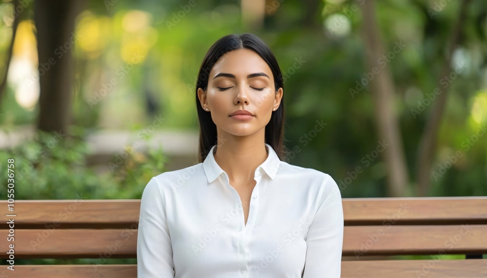 A calm woman meditates in a serene outdoor environment, showcasing tranquility and mindfulness amidst nature. A calm woman meditates in a serene outdoor environment, showcasing tranquility and mindfulness amidst nature.