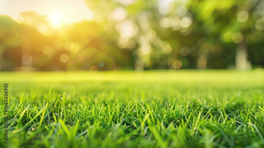 Closeup View of Lush Green Grass in a Sunny Park