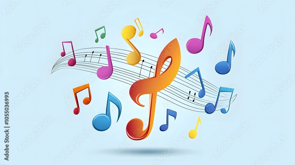 Vibrant musical notes in colorful harmony Vibrant musical notes in colorful harmony