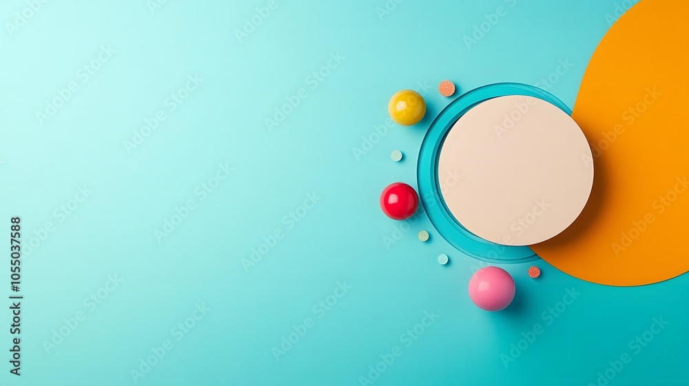 Colorful geometric shapes on a blue background Colorful geometric shapes on a blue background