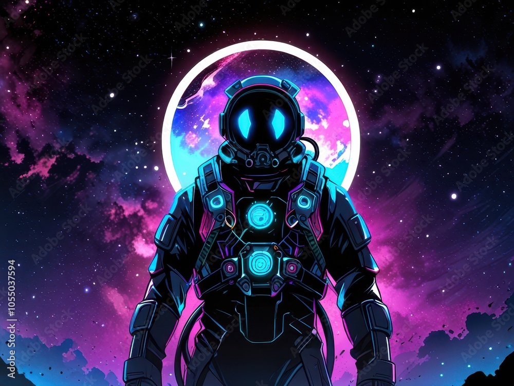 glowing solarpunk astronaut illustration glowing solarpunk astronaut illustration