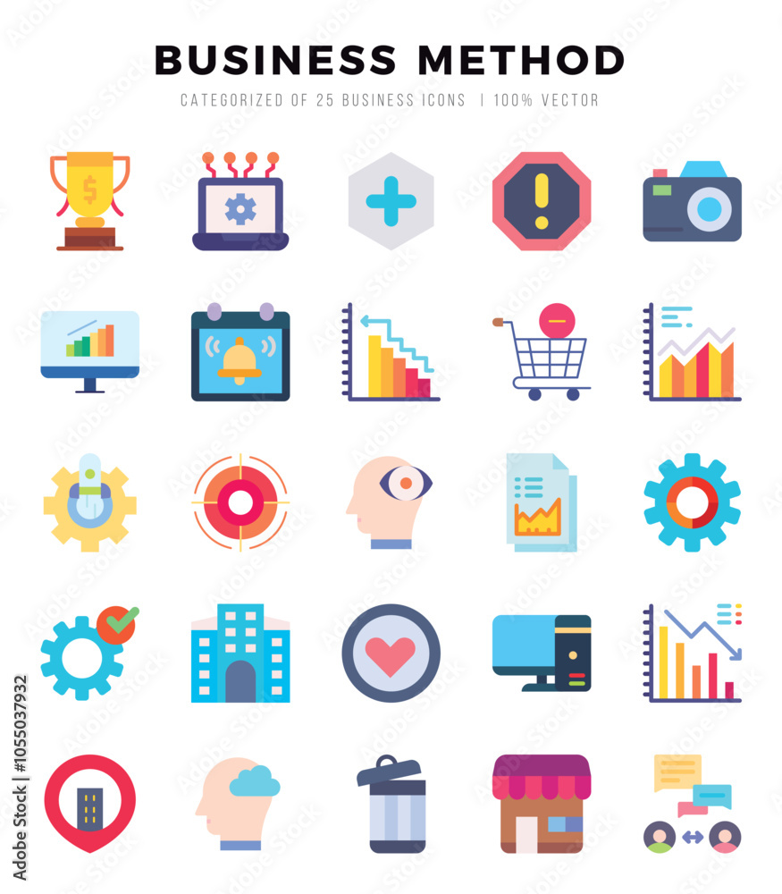 Set of Flat Business Method Icons. Flat art icon. Vector illustration