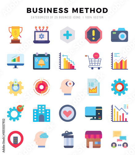 Set of Flat Business Method Icons. Flat art icon. Vector illustration