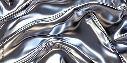 Close up texture of liquid shiny metal in silver gray color with highlights and shimmers. Liquid metallic texture, backdrop for web promotion. Finest generative AI