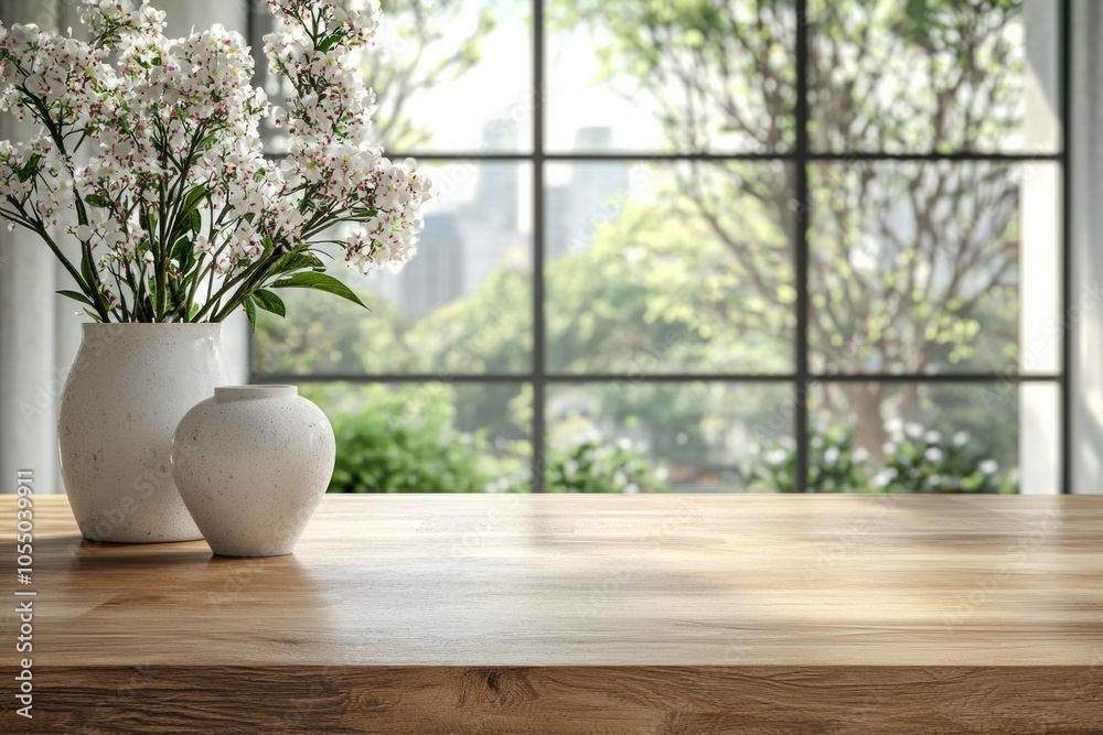 Empty, beautiful wooden tabletop counter in a clean and bright interior background, ready for the display of a product. Empty, beautiful wooden tabletop counter in a clean and bright interior background, ready for the display of a product.