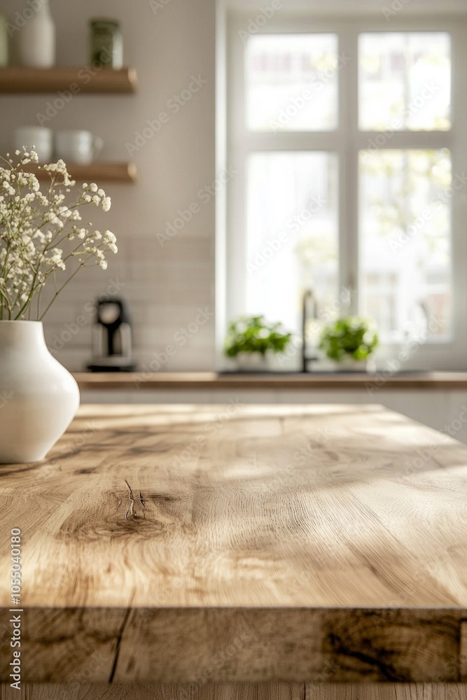 Empty, beautiful wooden tabletop counter in a clean and bright interior background, ready for the display of a product. Empty, beautiful wooden tabletop counter in a clean and bright interior background, ready for the display of a product.