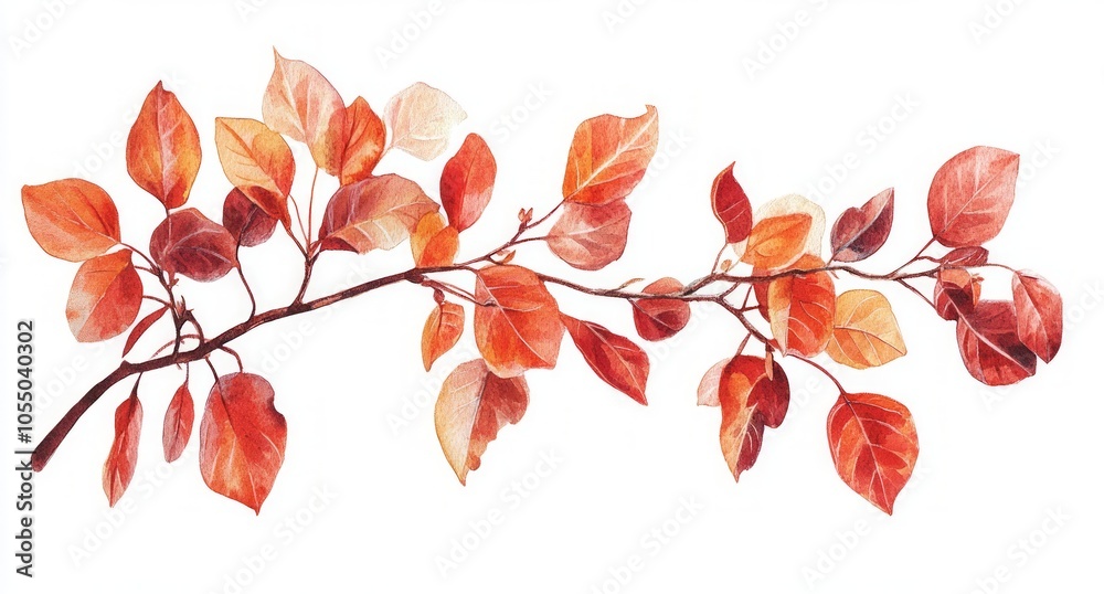 Autumnal Watercolor Branch Autumnal Watercolor Branch
