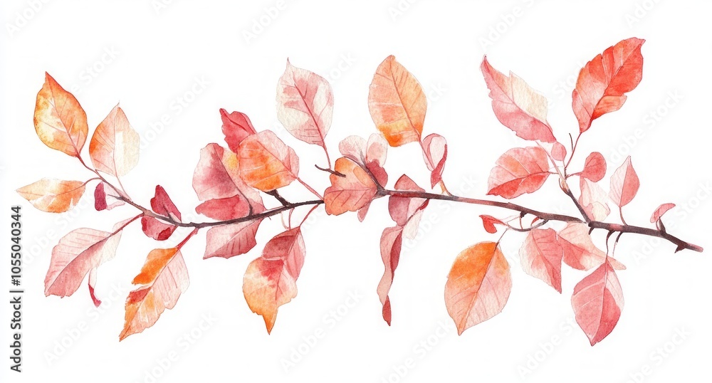Autumn Branch Watercolor Painting Autumn Branch Watercolor Painting
