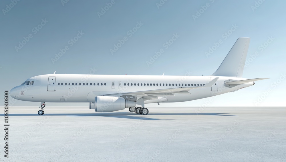 Elegant White Airplane on Runway Elegant White Airplane on Runway