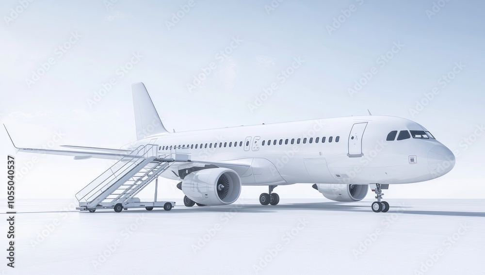 Modern White Airplane on Airport Modern White Airplane on Airport