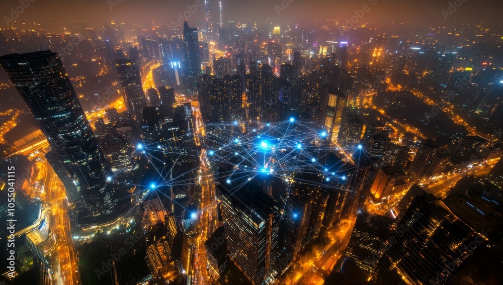Fototapeta premium City Network at Night