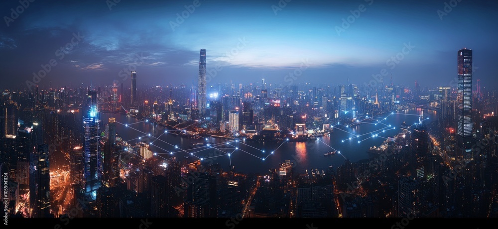 Obraz premium Connected Metropolis at Night