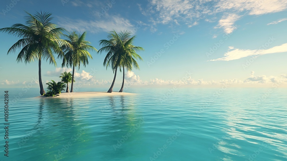 Tropical Paradise: A Small Island with Palm Trees Tropical Paradise: A Small Island with Palm Trees