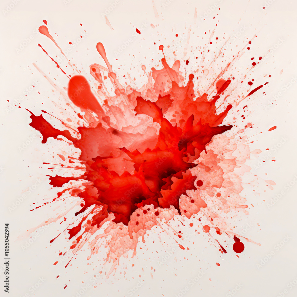 Dynamic red watercolor splash with expressive splatters and textured gradients, creating a sense of energy and abstract art appeal Dynamic red watercolor splash with expressive splatters and textured gradients, creating a sense of energy and abstract art appeal