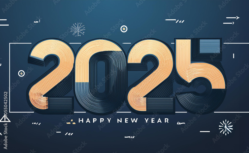 Naklejka premium happy new year 2025 text new year 2025 