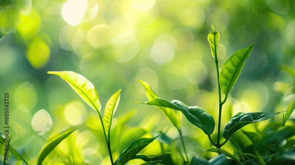 Obraz premium Green Leaves in a Sunlight Bokeh