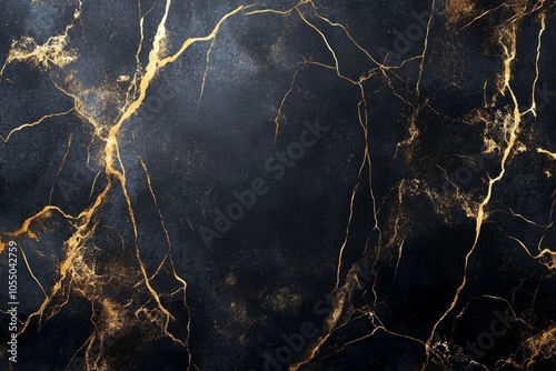 Black Marble with Golden Veins