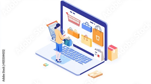 Online Shopping Experience - Buying Bags on a Laptop