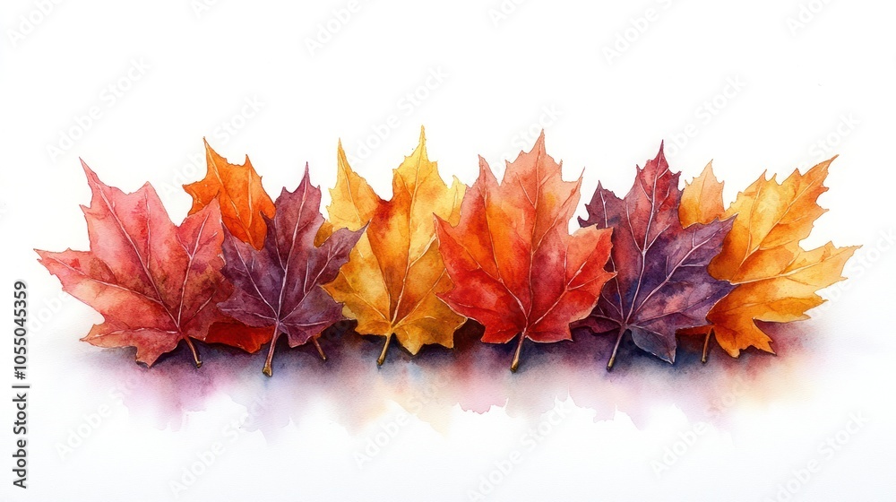 Obraz premium Watercolor Painting of Vibrant Autumn Leaves