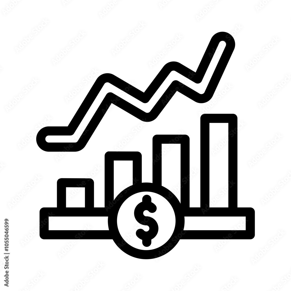 line and bar graph money outline style line and bar graph money outline style