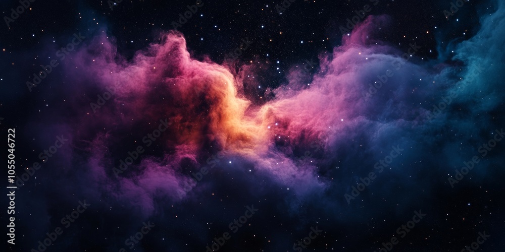 Fototapeta premium Cosmic Nebula's Colorful Embrace