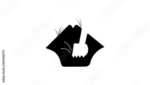 spin off a ditch with an excavator , black isolated silhouette