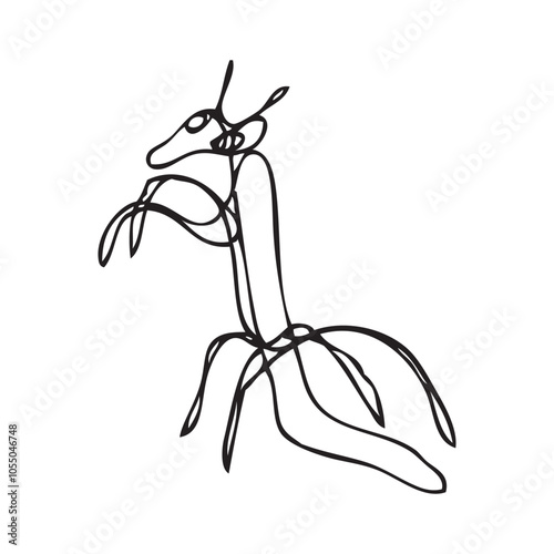 simple black outline vector sketch of mantis
