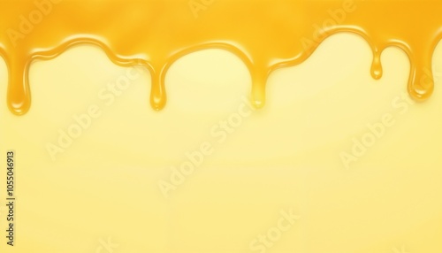 Dripping honey border with sticky droplets on a pale yellow background for a sweet effect photo