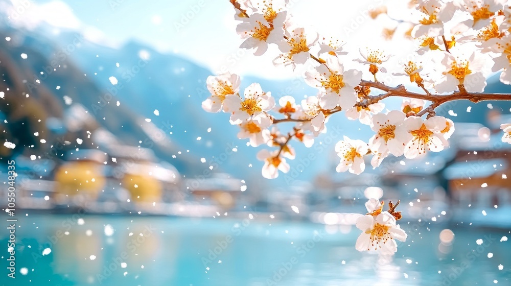 Fototapeta premium Abstract Wallpaper Featuring Random Winter-Themed Nouns in a Cool Color Palette for Design Use