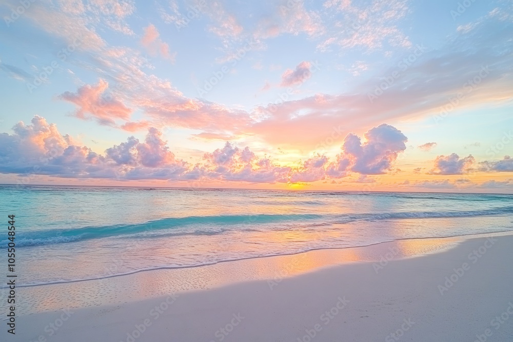 Fototapeta premium Pastel Sunset Beach Scene