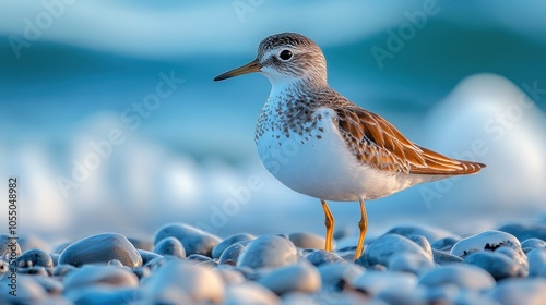 Wallpaper Mural A shorebird standing on pebbles by the ocean's edge. Torontodigital.ca