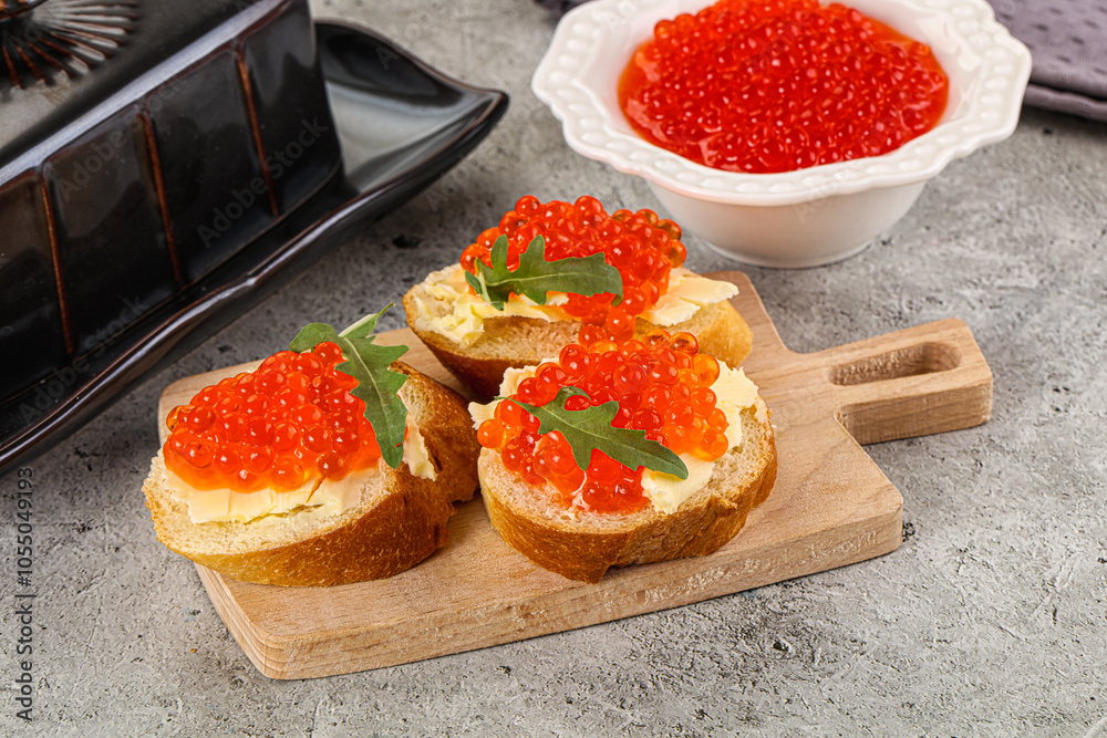 Luxury toast with red caviar Luxury toast with red caviar