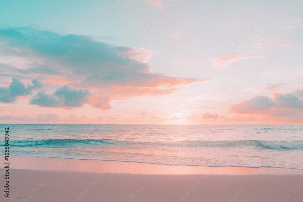 Obraz premium Pastel Sunset Beach Scene