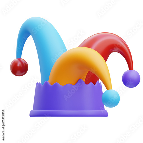 PNG 3D joker hat icon isolated on a white background