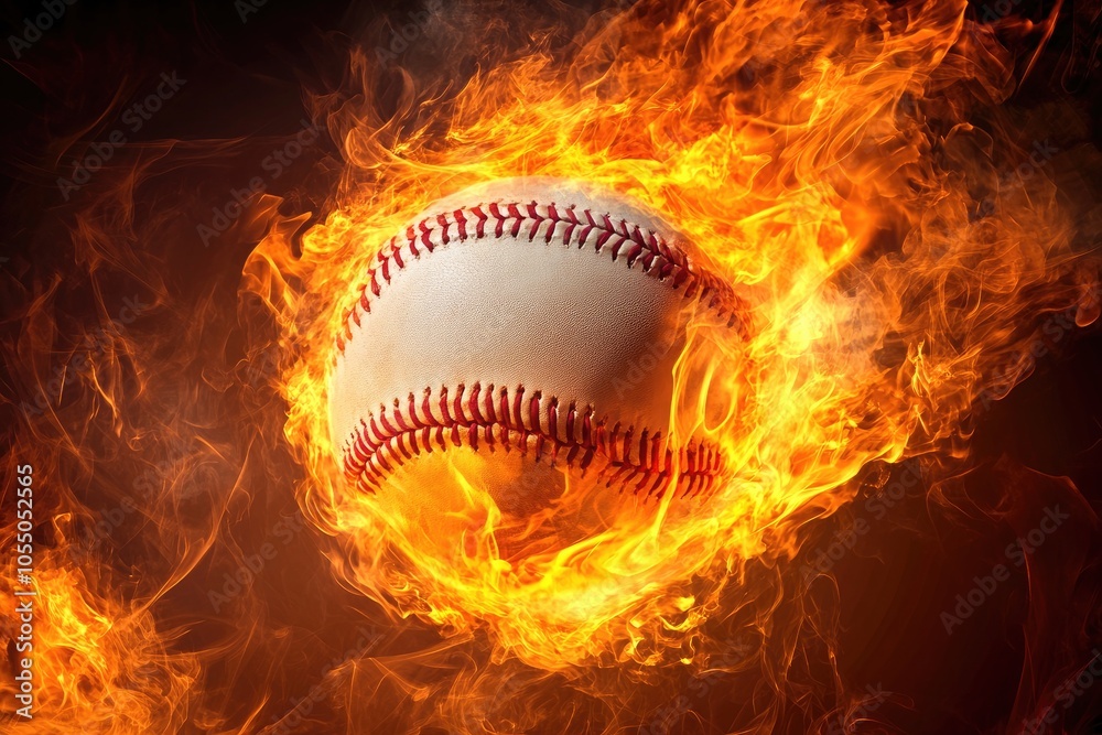 baseball ball on fire in the center of a graphic design baseball ball on fire in the center of a graphic design