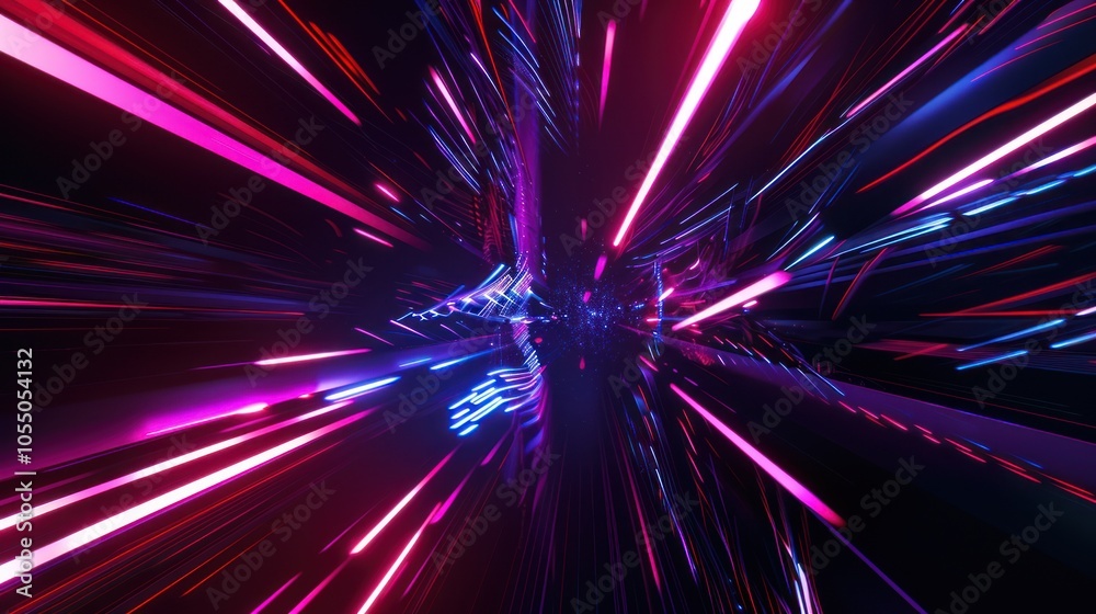 Abstract Neon Lights Speeding Through Space Abstract Neon Lights Speeding Through Space