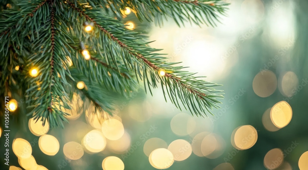 Christmas Pine Branches with Warm Lights Christmas Pine Branches with Warm Lights
