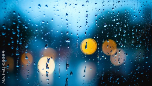 Rainy Night Cityscape Through a Window