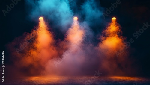 Colorful Stage Lighting with Smoke