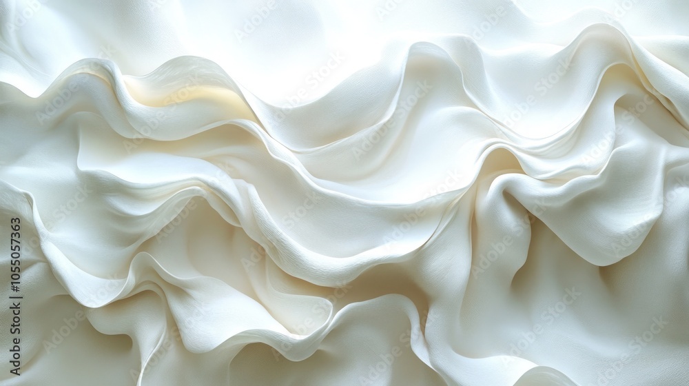Fototapeta premium Abstract White Fabric with Wavy, Smooth Texture